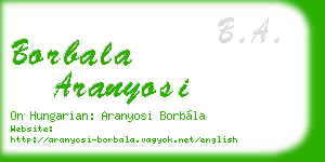 borbala aranyosi business card